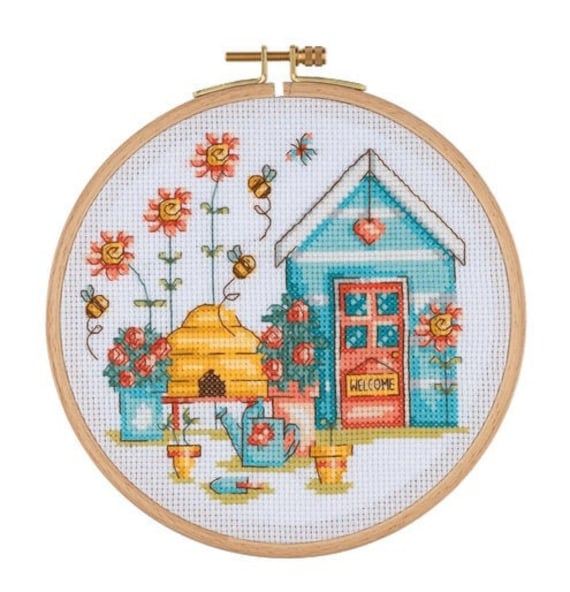 Tuva Cross Stitch Kit With Wooden Hoop embroidery Kit beginner