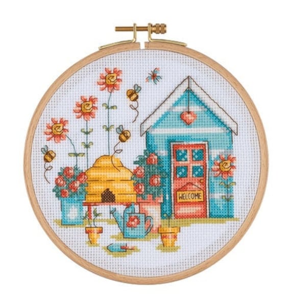 Tuva Cross Stitch Kit With Wooden Hoop,embroidery Kit,beginner