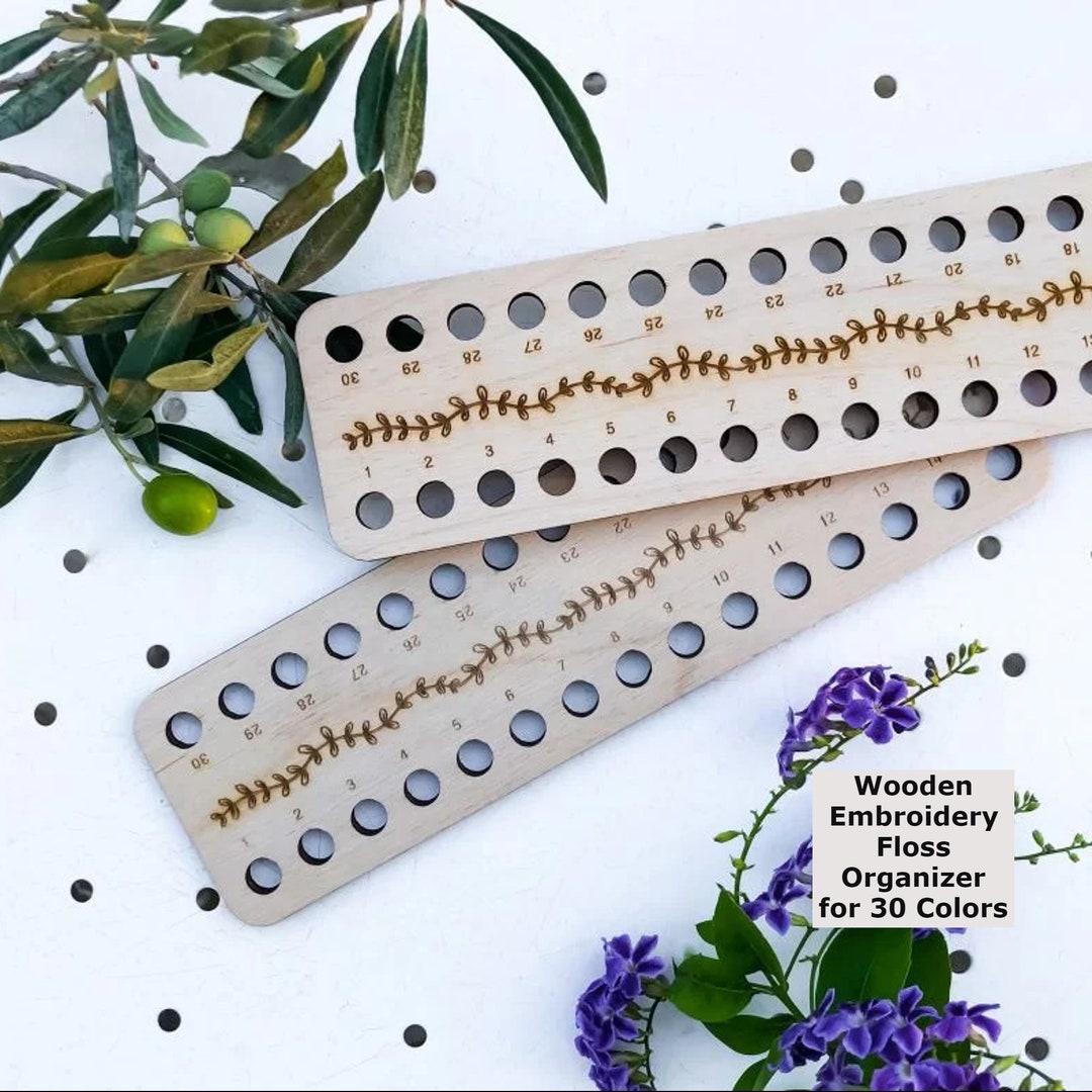 Wooden Embroidery Floss Organizer for 30 Colors, Embroidery Thread