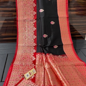 Pure handloom Katan minakari silk saree