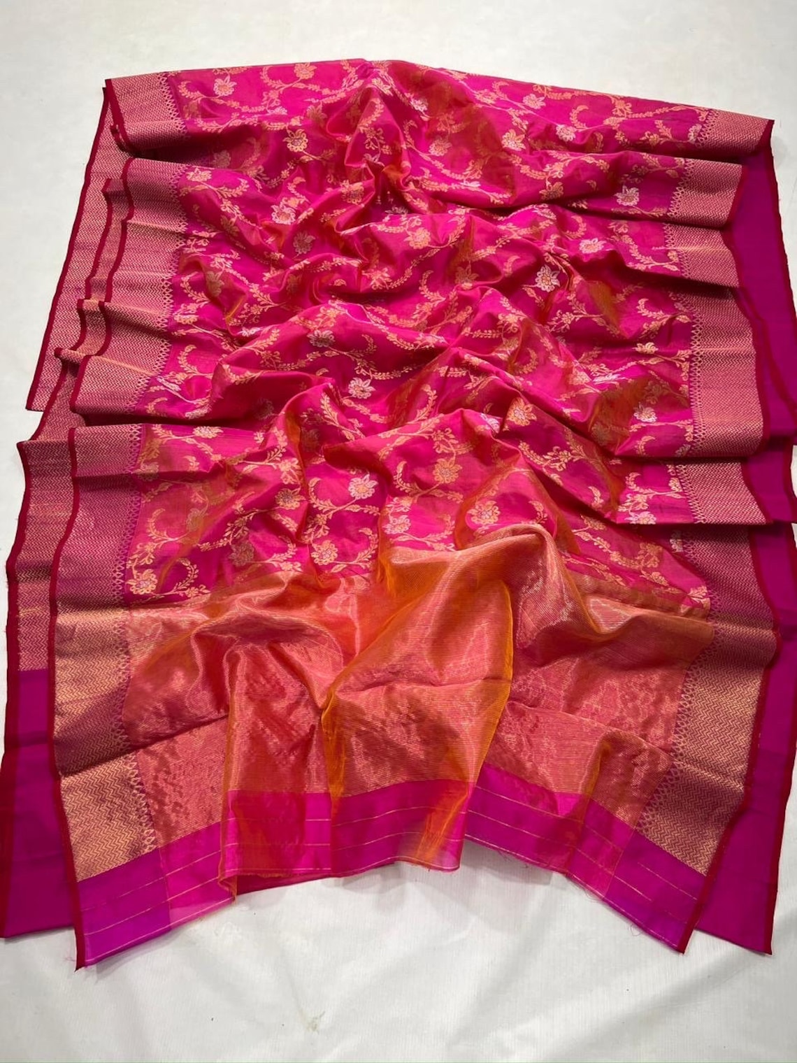 Grey - Traditional Tissue Zari Handloom Chanderi Silk Saree 11