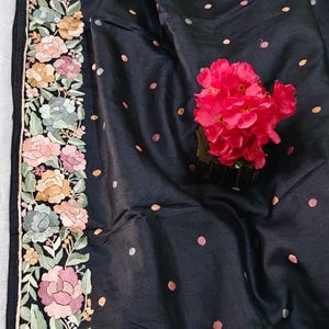 Pure Tusser Hand Gara Parsi Work saree