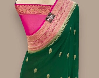 pure georgette Banarasi saree