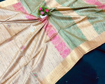 Handloom saree!!!pure tussar handloom saree with buta allover.