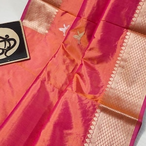 Pure Banarasi handloom silk kathan figure concept saree