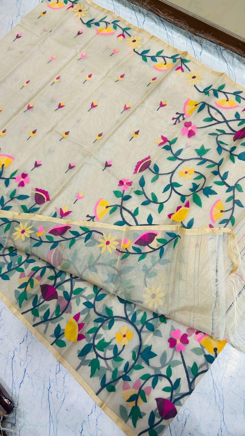 Pure Muslin Tantuj Hand Weaving Saree With Blouse Piece..premium ...