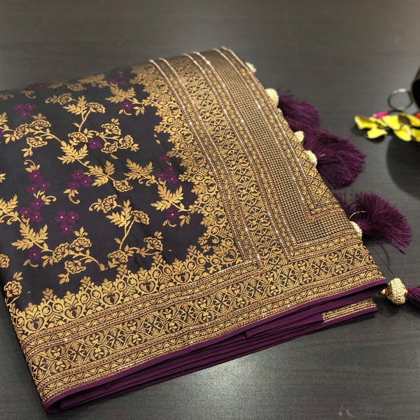 Traditional jamawar silk Kanjivaram Katan silk saree