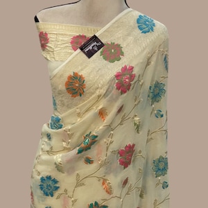 Exclusive Khaddi georgette handloom Banarasi saree.