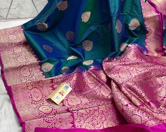 Pure handloom katan silk saree with pure antique zari