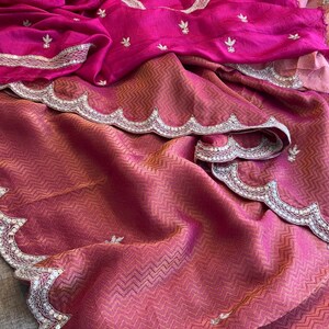 Exclusive Pure munga silk Banarasi weaving saree  with zardozi sequence gottapatti work