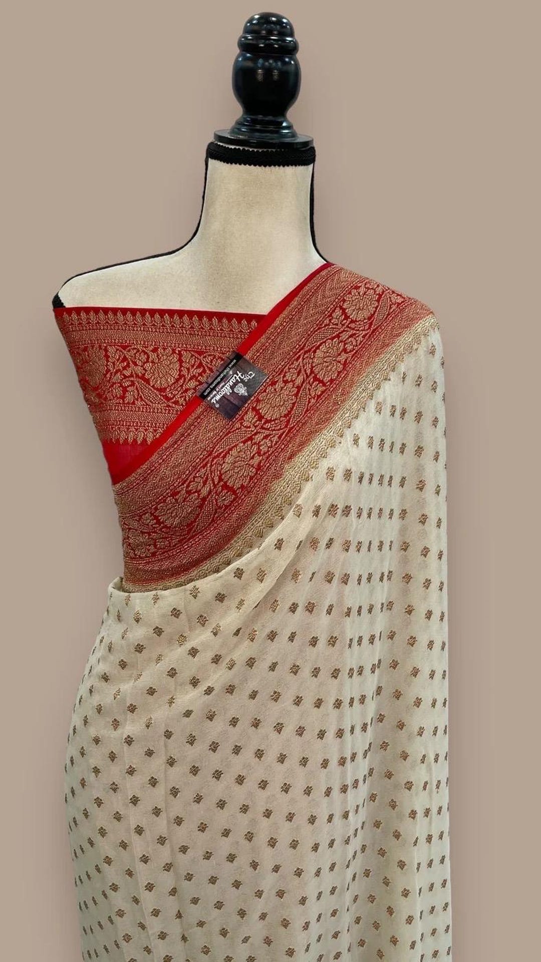 Khaddi Georgette Handloom Banarasi Saree - Antique Zari main image 1