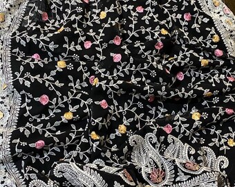 Pure Georgette chikankari saree with resham thread work