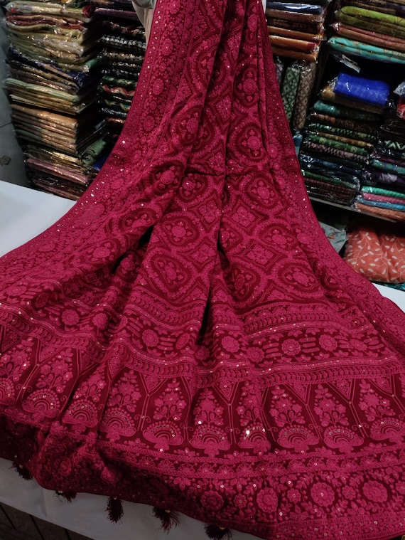 Chikankari lover!!!Pure georgette chikankari saree..