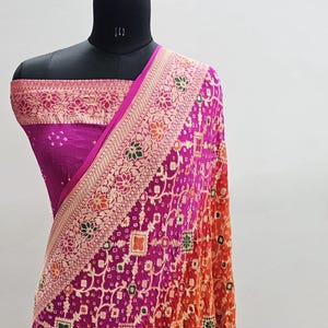 Banarasee pure handloom khaddi bandhej saree