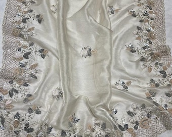 Handcrafted Tissue Organza Saree with Dabka Zardozi Work main image 1