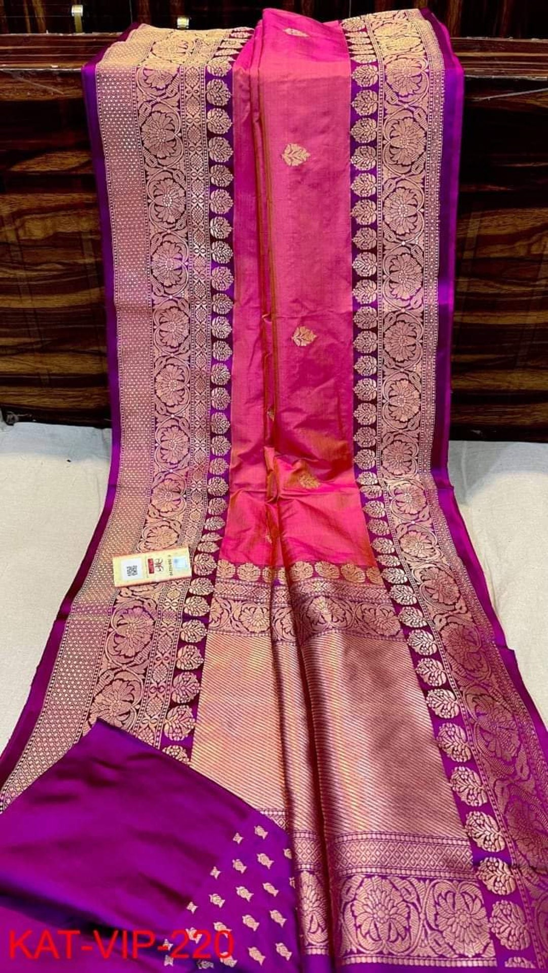 Striped Katan Silk Persian Green Saree Handcrafted
