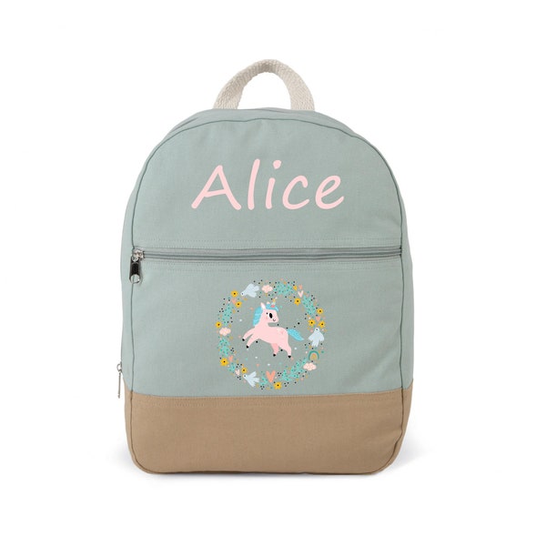 Sac à dos enfant personnalisé, prénom et licorne