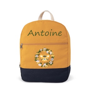 Personalized children's backpack, first name and lion