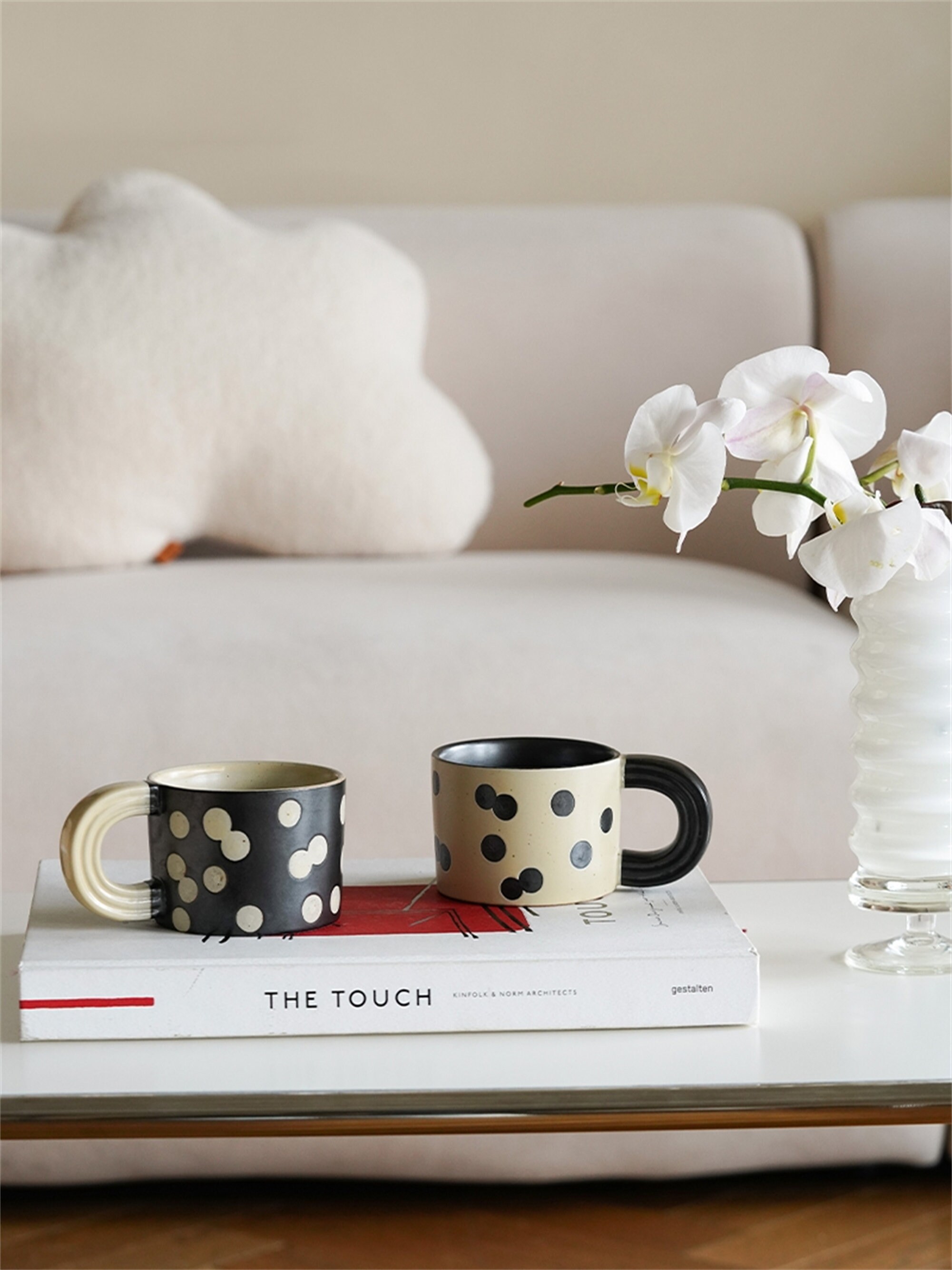 Tasse à Pois-Tasse Créative-Tasse Café en Céramique-Couple Tasse Céramique-Tasse Rétro-300Ml Mug-Cad