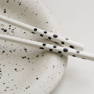 Chopsticks set of 5 - ceramic chopstick family set - polka dots chopstick - stripes chopsticks - rhombus chopsticks - white chopsticks set 5 image 7