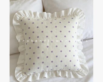 Soft Cotton Pillow Sham With Ruffles, Custom Size Pillowcover, Sofa Decorative Pillowcase,