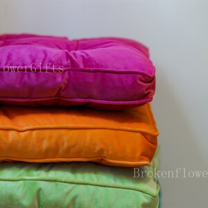 Velvet seat cushion with ties - thick seat pad - multi color floor cushions - thick seat cushion - chair cushion with ties - tuft cushion image 3