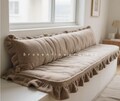 Custom Corduroy Bench Cushion with Ruffle, Non-Slip Seat Pad