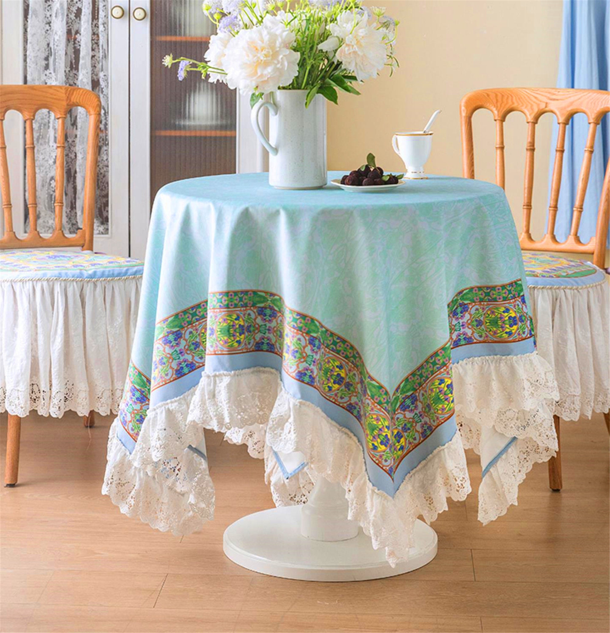 Elegant french style tablecloth flower printed summer flower Etsy