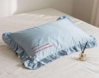 Embroidered pillowcase,100 thread count cotton pillowcase,ruffled pillowcase,custom pillowcase,cotton pillow cover for king,queen