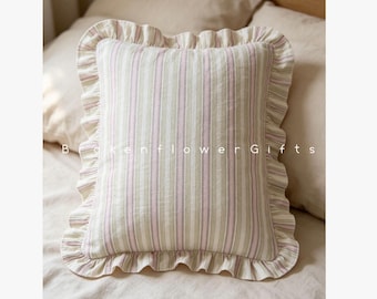 Custom Size Cotton Gauze Pillow Sham, Shabby Chic Ruffle Edge (Zipper)
