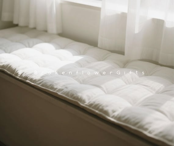 Custom Linen Window Bench Cushion, Tufted Nook Cushion