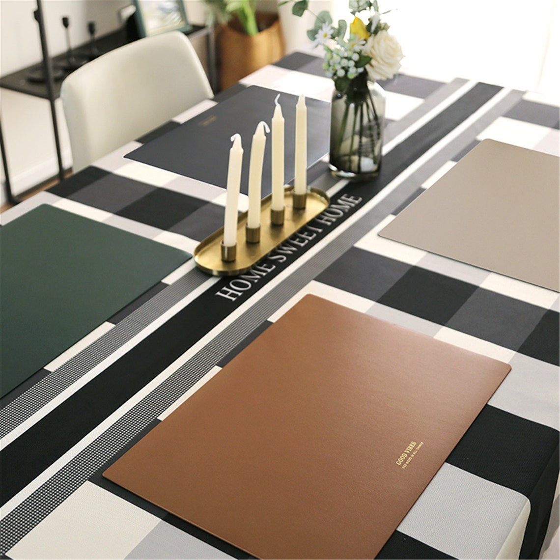 Rectangle leather placemats PU leather waterproof table Etsy
