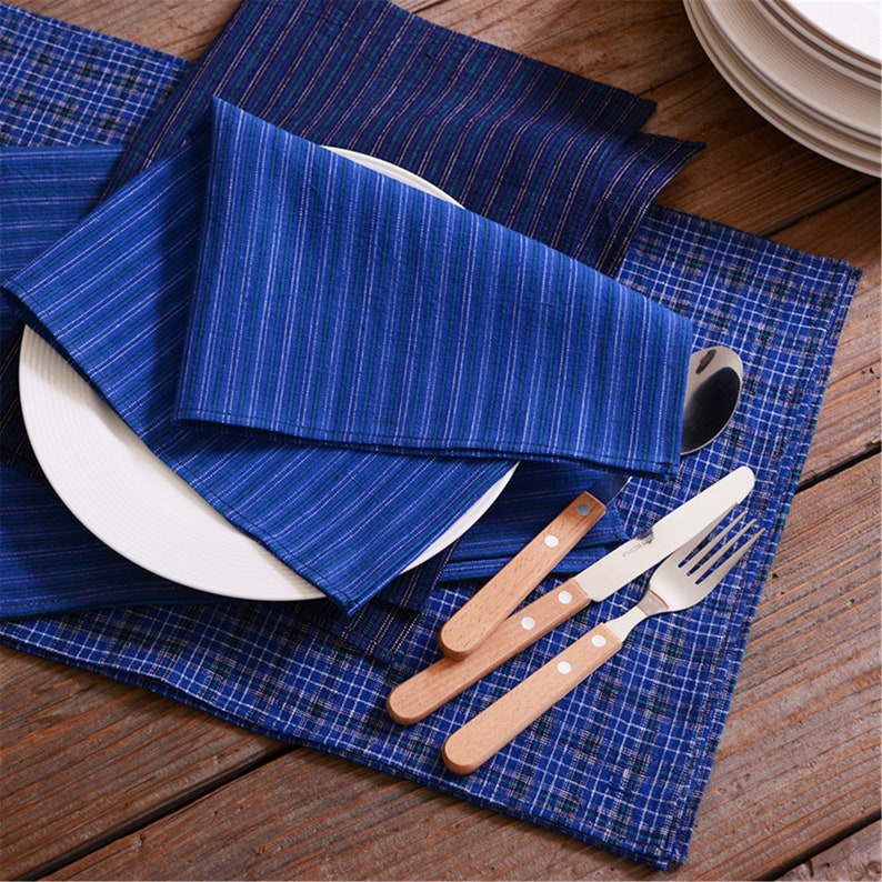 Cotton Place Mats Lattice Placemats Table Decor Blue Etsy