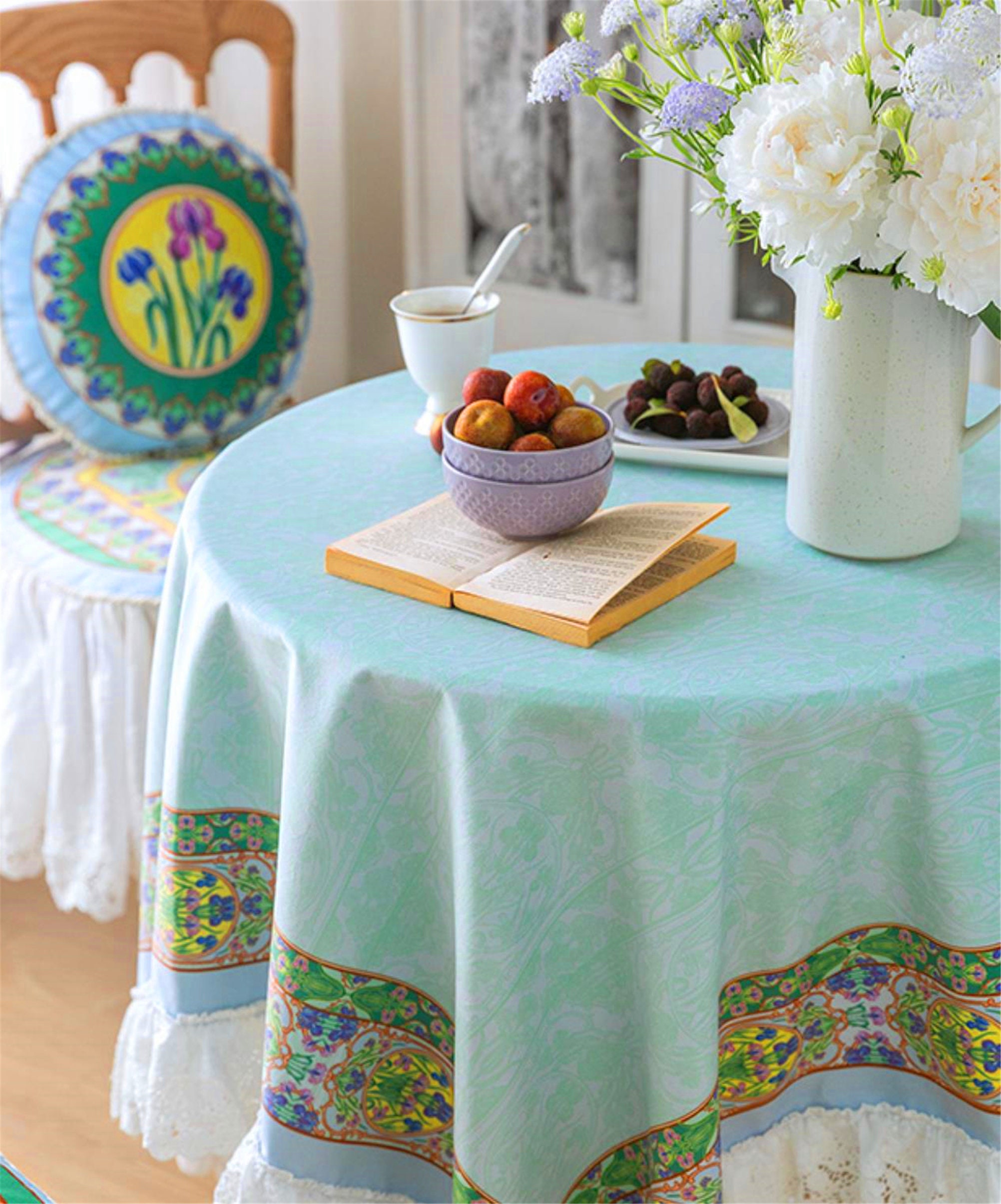 Elegant french style tablecloth flower printed summer flower Etsy