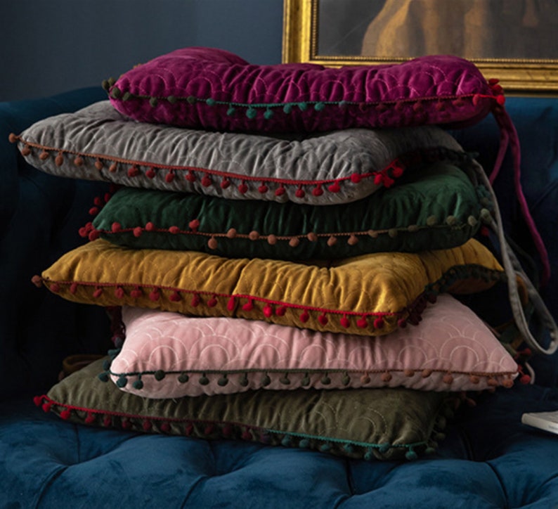 Cushion - Velvet seat cushion-Multi-color velvet sofa cushion- sofa cushion-floor cushion-floor pillow-Circle cushions-thick seat pad 