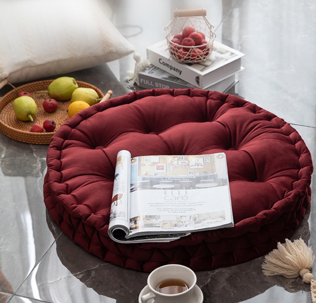 Velvet Cushionsofa Cushionround Cushionvelvet Floor Etsy Canada