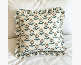 Shabby Chic Pillow Sham with Ruffle, Soft Cotton Decorative Pillowcase, Custom Size