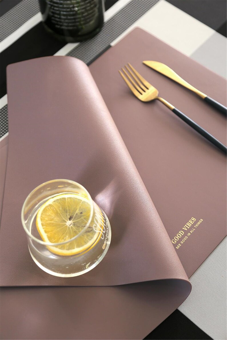 Rectangle Leather Placemats PU Leather Waterproof Table Etsy