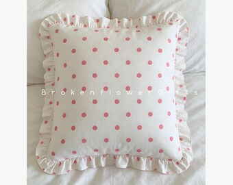 Shabby Chic Pillow Cover, Ruffled Decorative Pillowcase, Custom Size Pillow Sham