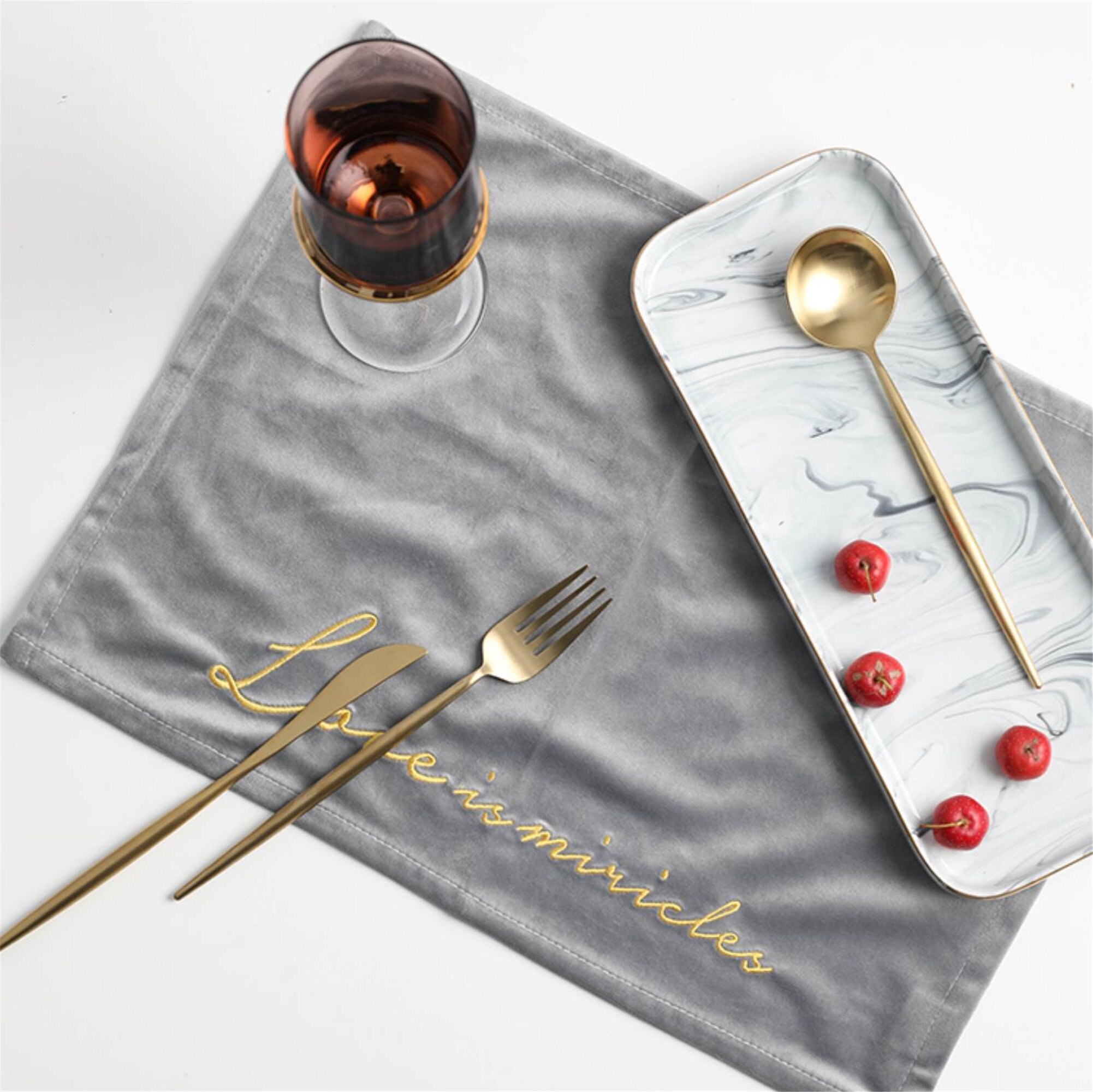 Multi colors velvet placemats embroidery washable table Etsy