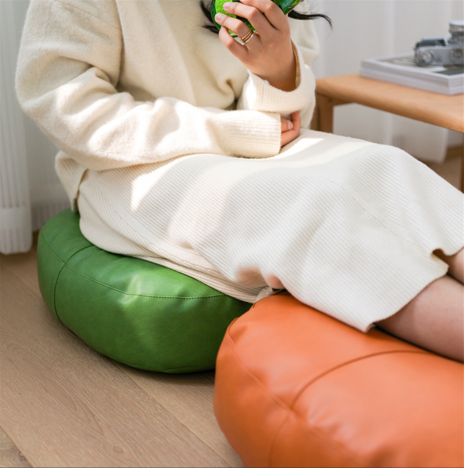 Summer Floor Cushion Faux Leather Livingroom Futon PU Etsy