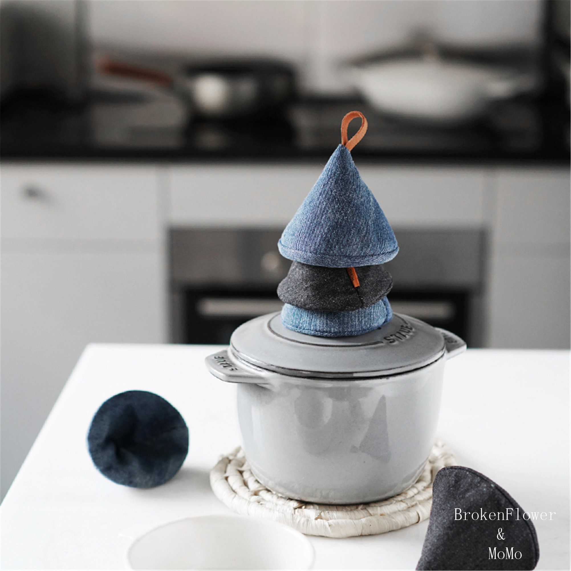Denim antiheat pot lid cover kitchen utensils kitchen Etsy
