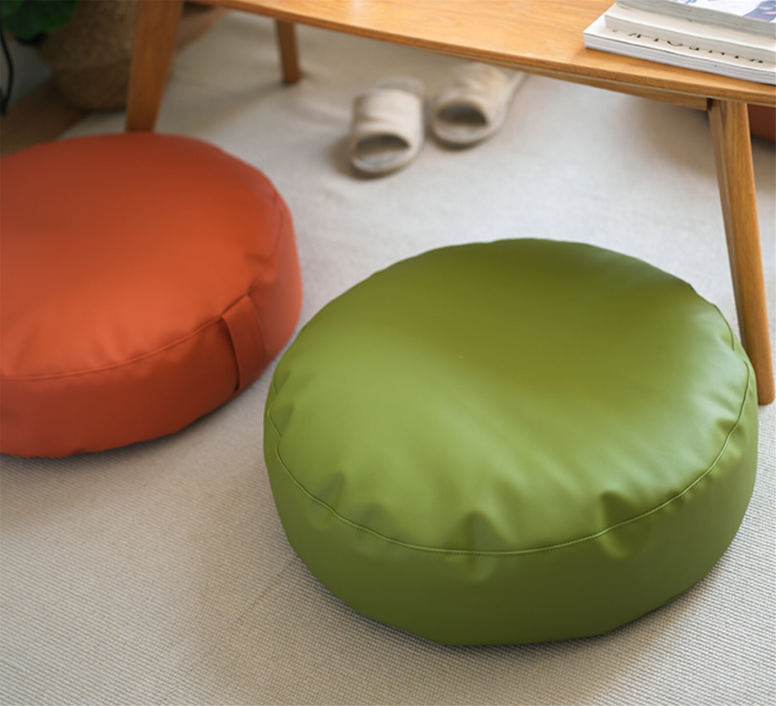 Faux Leather Floor Cushionsmall Futon Couch Floor Seat Etsy