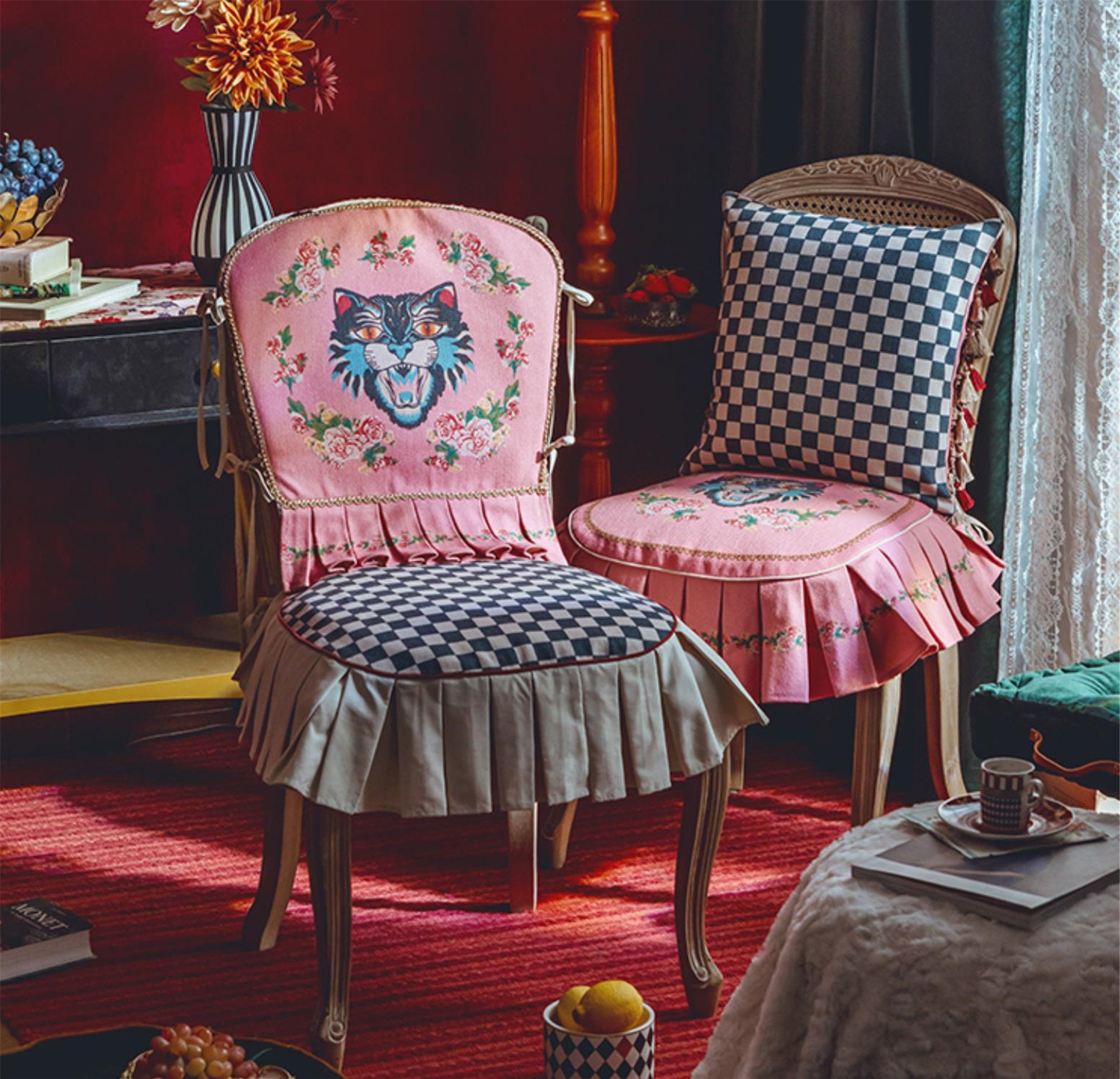 Black and White Chair Cushion With Insertmodern Chair Pad Etsy