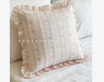 Shabby Chic Pillow Sham, Ruffled Decorative Pillowcase, Custom Size