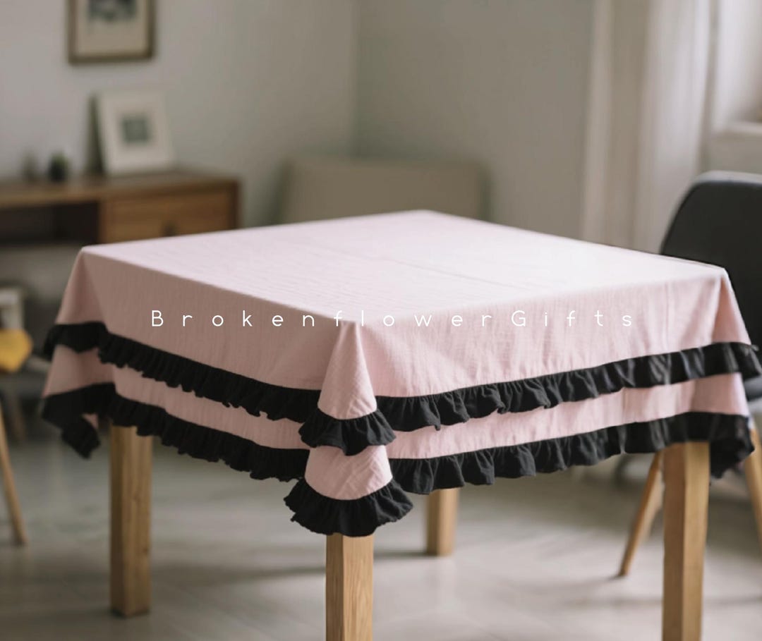 Pink Ruffle Tablecloth Pink Cotton Ruffled Tablecloth - Garden Party Decor - Etsy