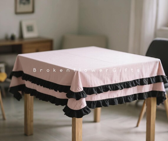 Pink Cotton Ruffled Tablecloth - Garden Party Decor