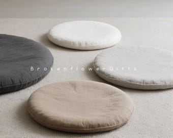 Cojín de suelo de mezcla de lino, almohadilla redonda para asiento de tatami, tamaño personalizado.