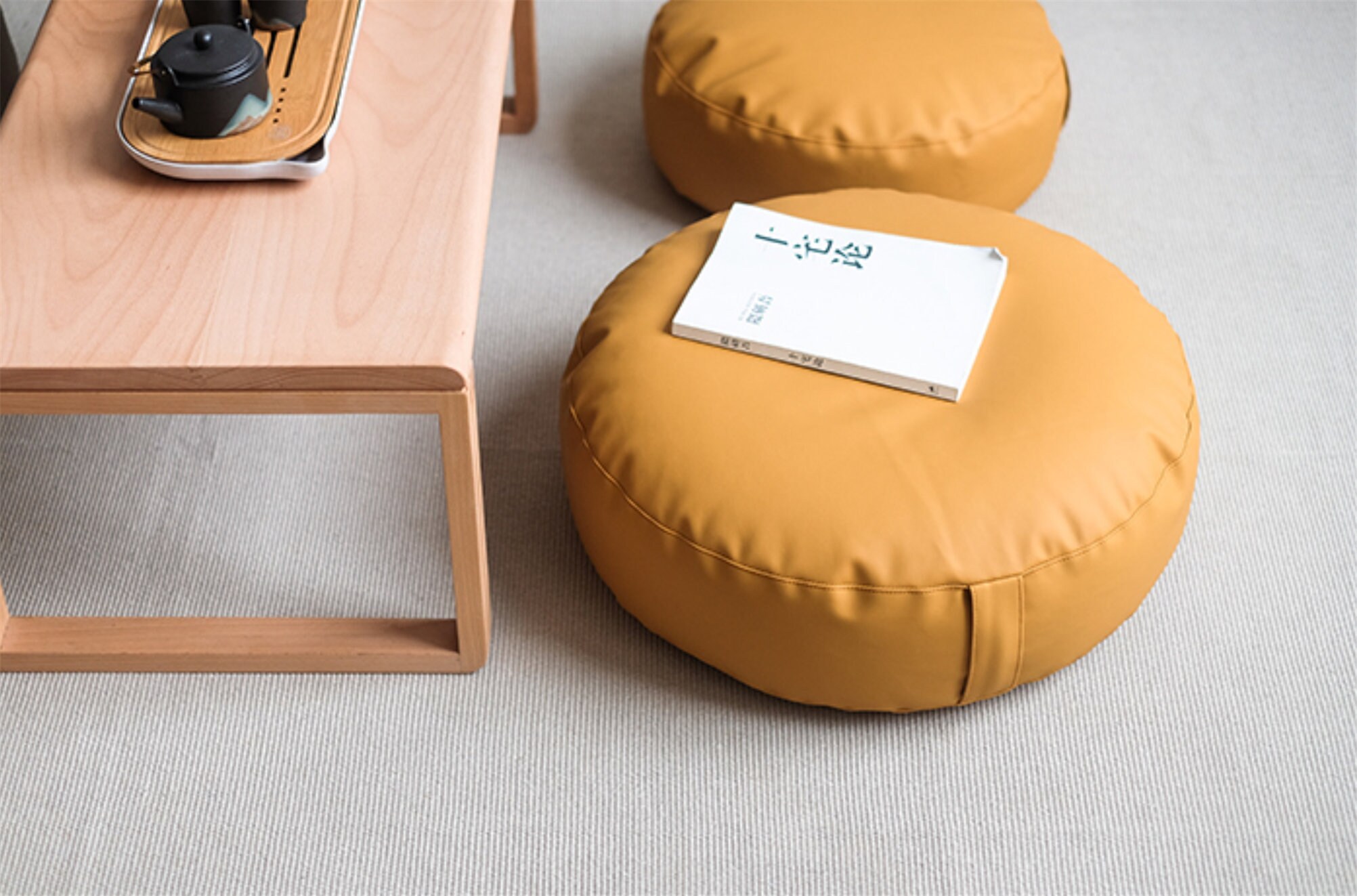 Faux Leather Floor Cushionsmall Futon Couch Floor Seat Etsy