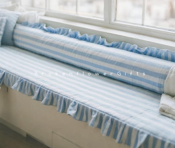 Blue Striped Window Cushion, Custom B...